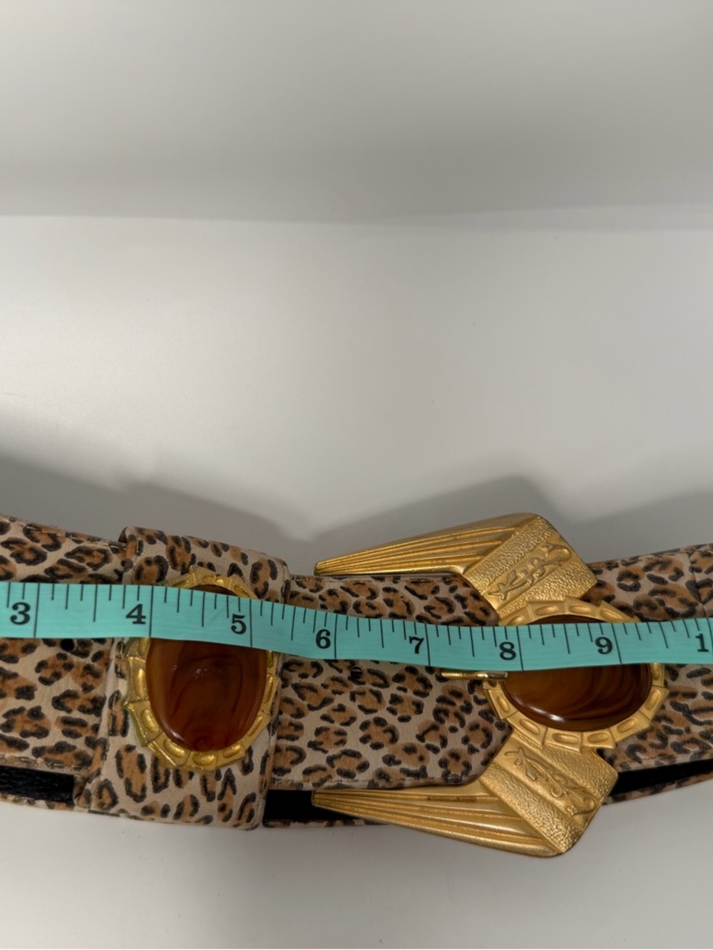 Vintage Gold-Accent Leopard Print Women's Statement Belt - Picture 11 of 16